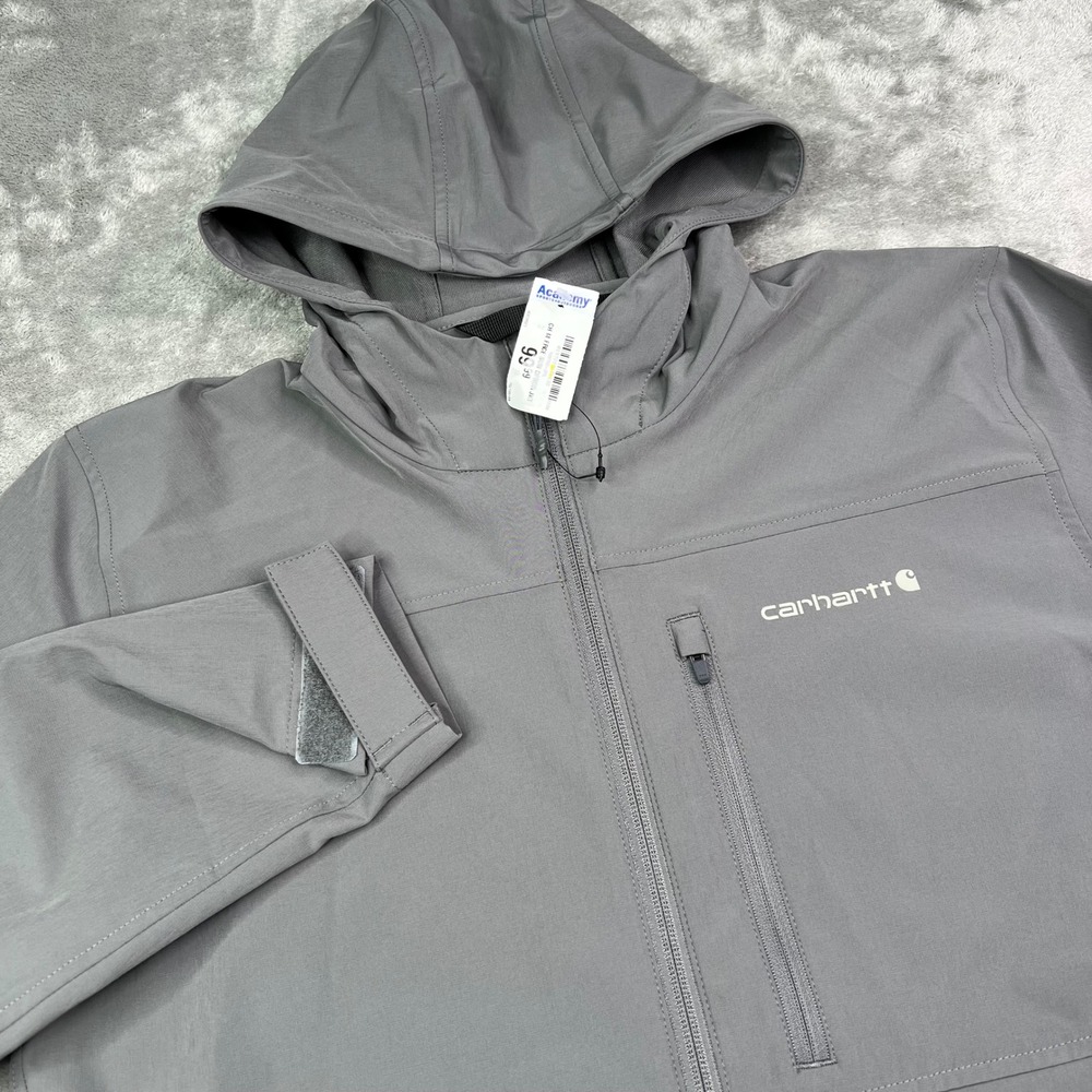 Carhartt Force Sun Defender Jacket Mens S Gray Solid Relaxed Fit Hooded Zip Up